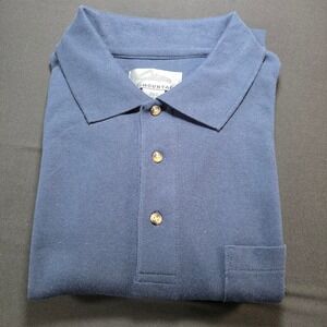 Tri-Mountain Mens 2XLT Navy Blue Short Sleeve Pique Polo Shirt Chest Pocket Tall